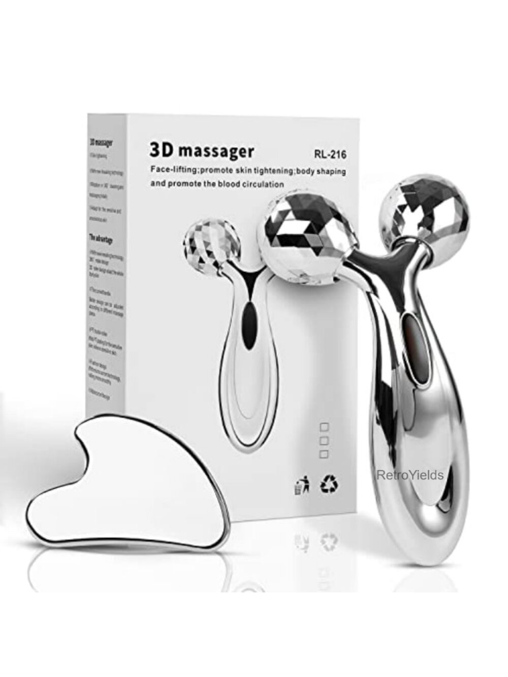Stainless Steel Gua Sha Facial Roller Massager Set